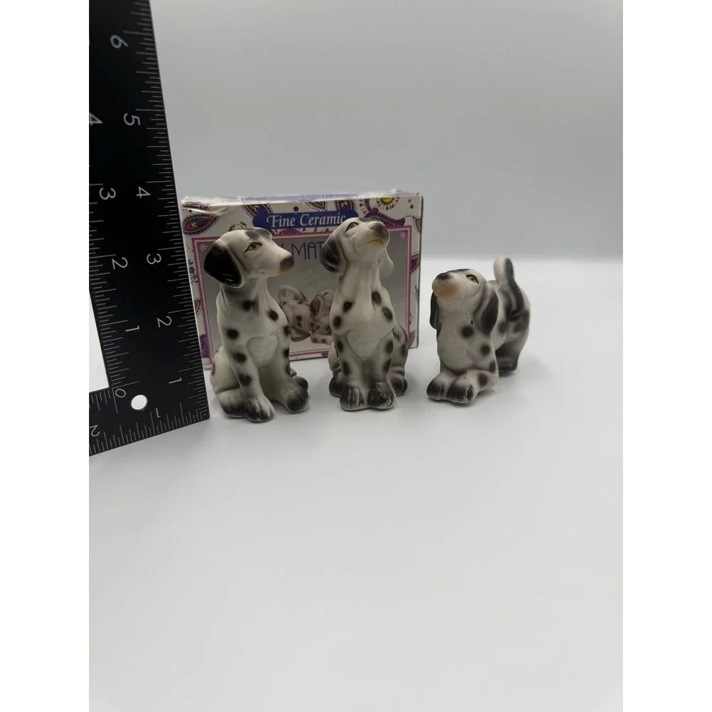 Ceramic Dalmatian‎ Figurines Set of 3 Dogs Vintage Style w Box